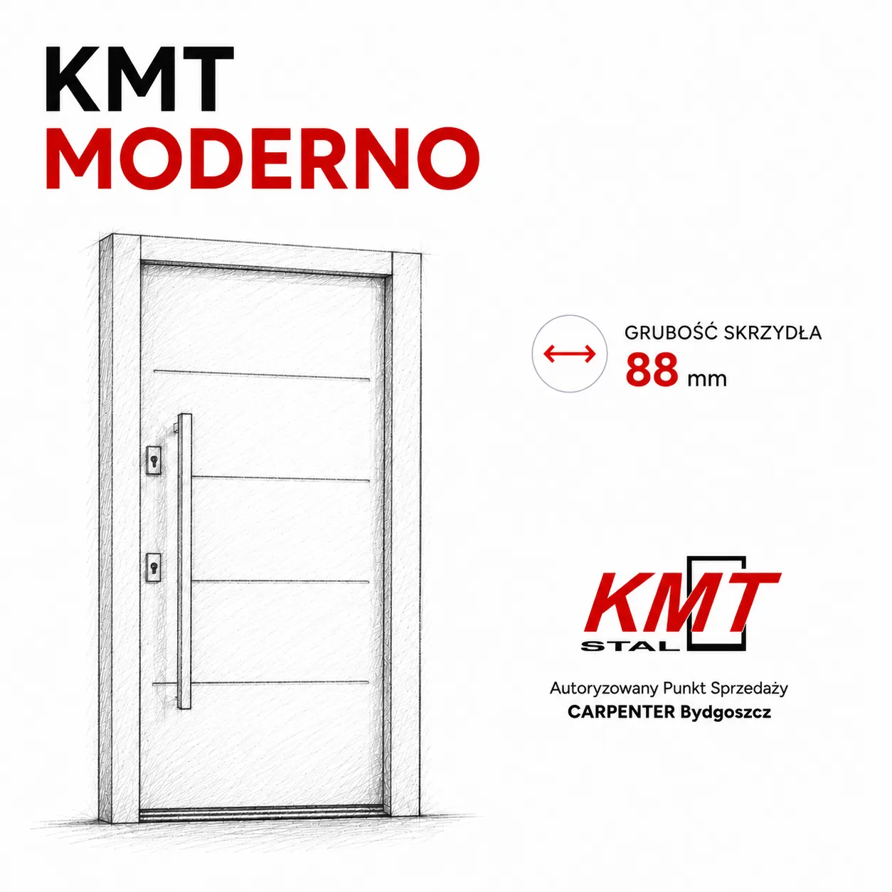 Drzwi KMT 88 Moderno Bydgoszcz – aluminiowe drzwi wejściowe premium