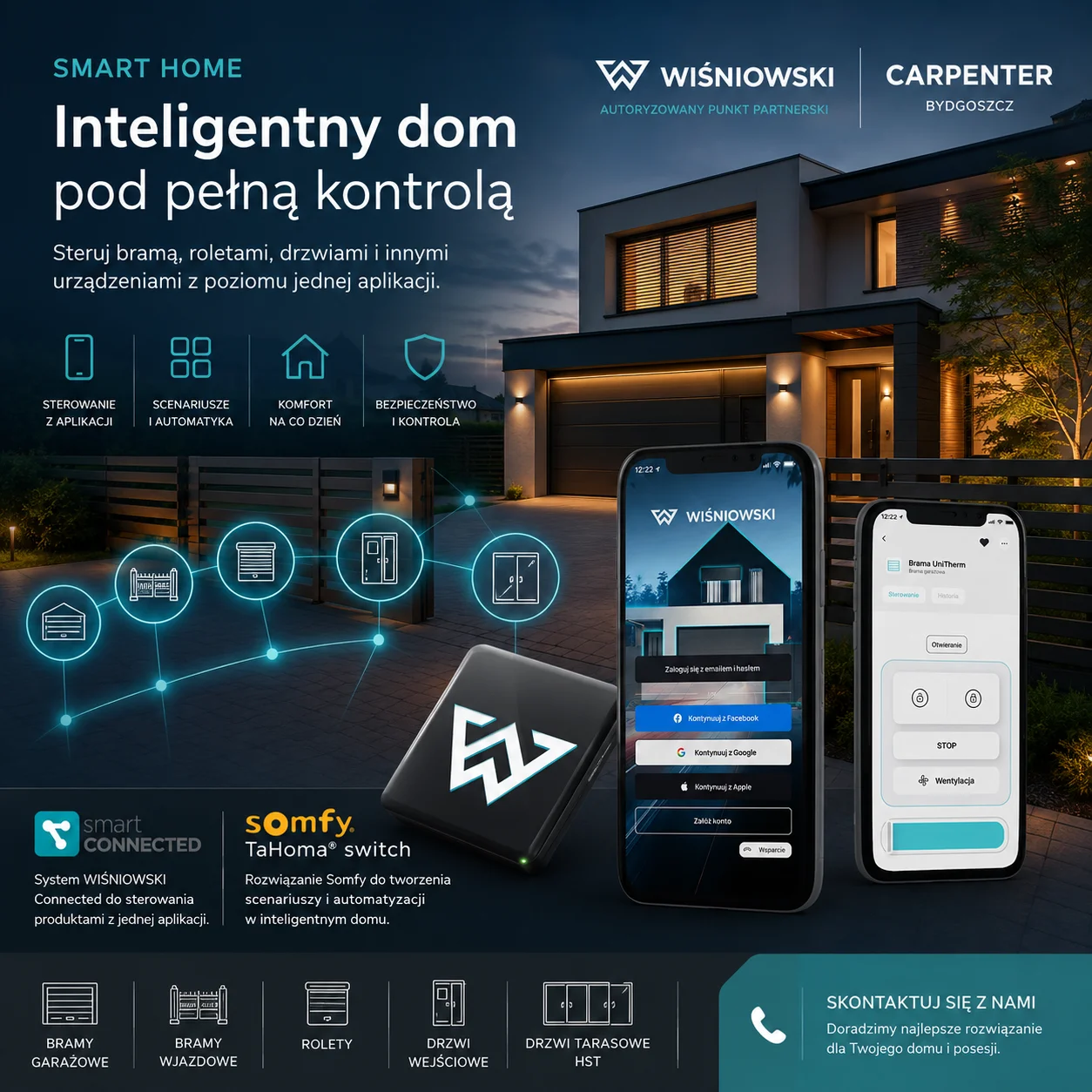Smart Home Bydgoszcz – WIŚNIOWSKI Connected, TaHoma Switch Somfy i sterowanie automatyką domu